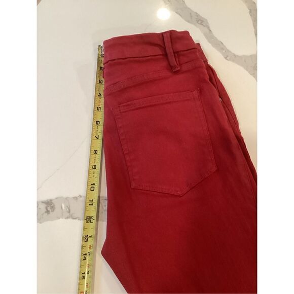 Good American Good Waist Crop Wax Skinny Jeans Sz 8/29 Ruby Stretch Raw Hem - Picture 8 of 8